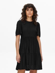 ONLY Broderie Anglaise Kleid mit kurzen Ärmeln -Black - 15254680