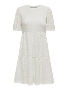 ONLY Broderie anglaise Jurk met korte mouwen -Cloud Dancer - 15254680