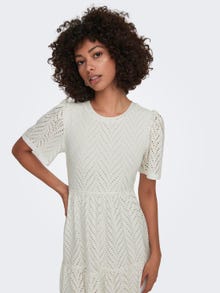 ONLY Broderie anglaise Jurk met korte mouwen -Cloud Dancer - 15254680