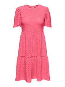 ONLY Broderie anglaise Jurk met korte mouwen -Coral Paradise - 15254680