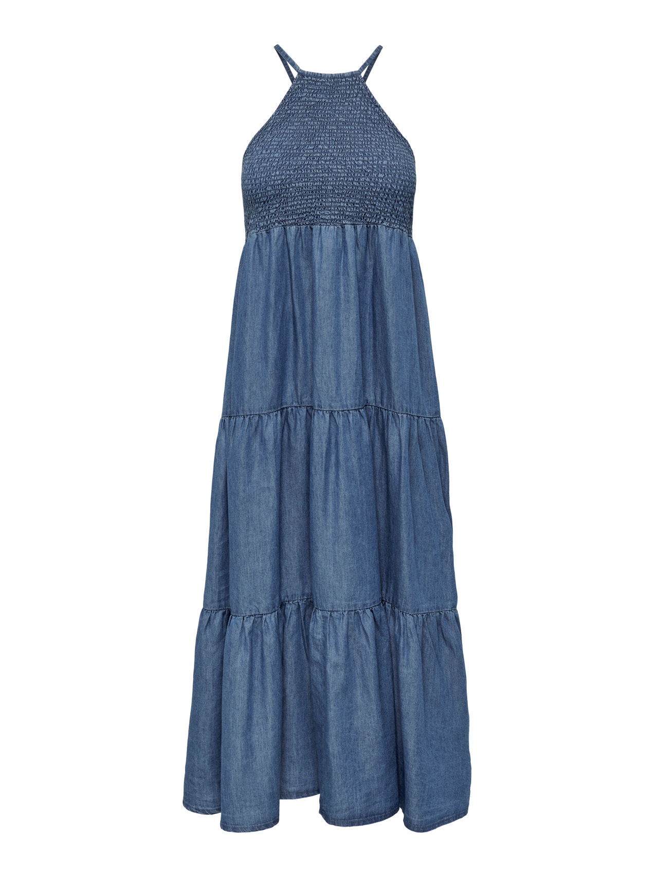 ONLY Vestido corto Corte relaxed Cuello redondo -Medium Blue Denim - 15254685