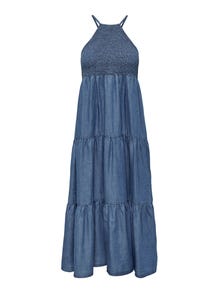 ONLY Vestido corto Corte relaxed Cuello redondo -Medium Blue Denim - 15254685