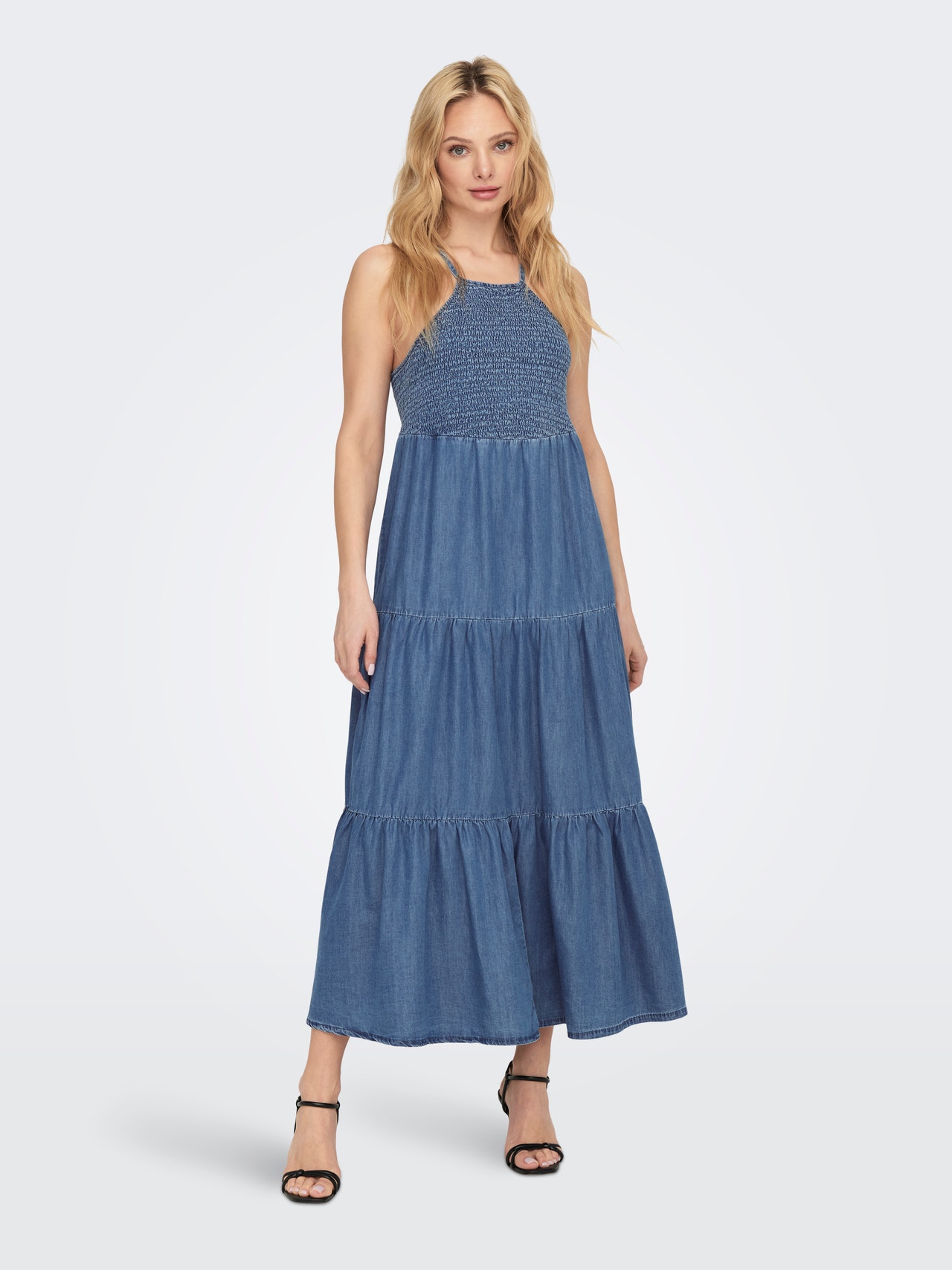 ONLY Relaxed Fit O-hals Kort kjole -Medium Blue Denim - 15254685