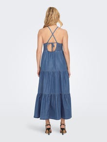 ONLY Relaxed Fit Round Neck Short dress -Medium Blue Denim - 15254685