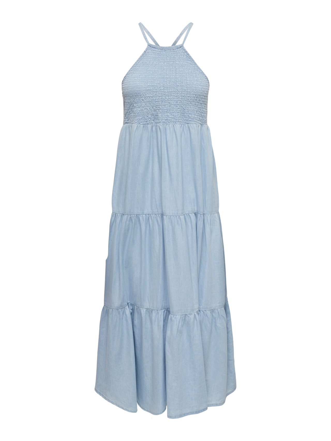 ONLY Locker geschnitten Rundhals Kurzes Kleid -Light Blue Denim - 15254685
