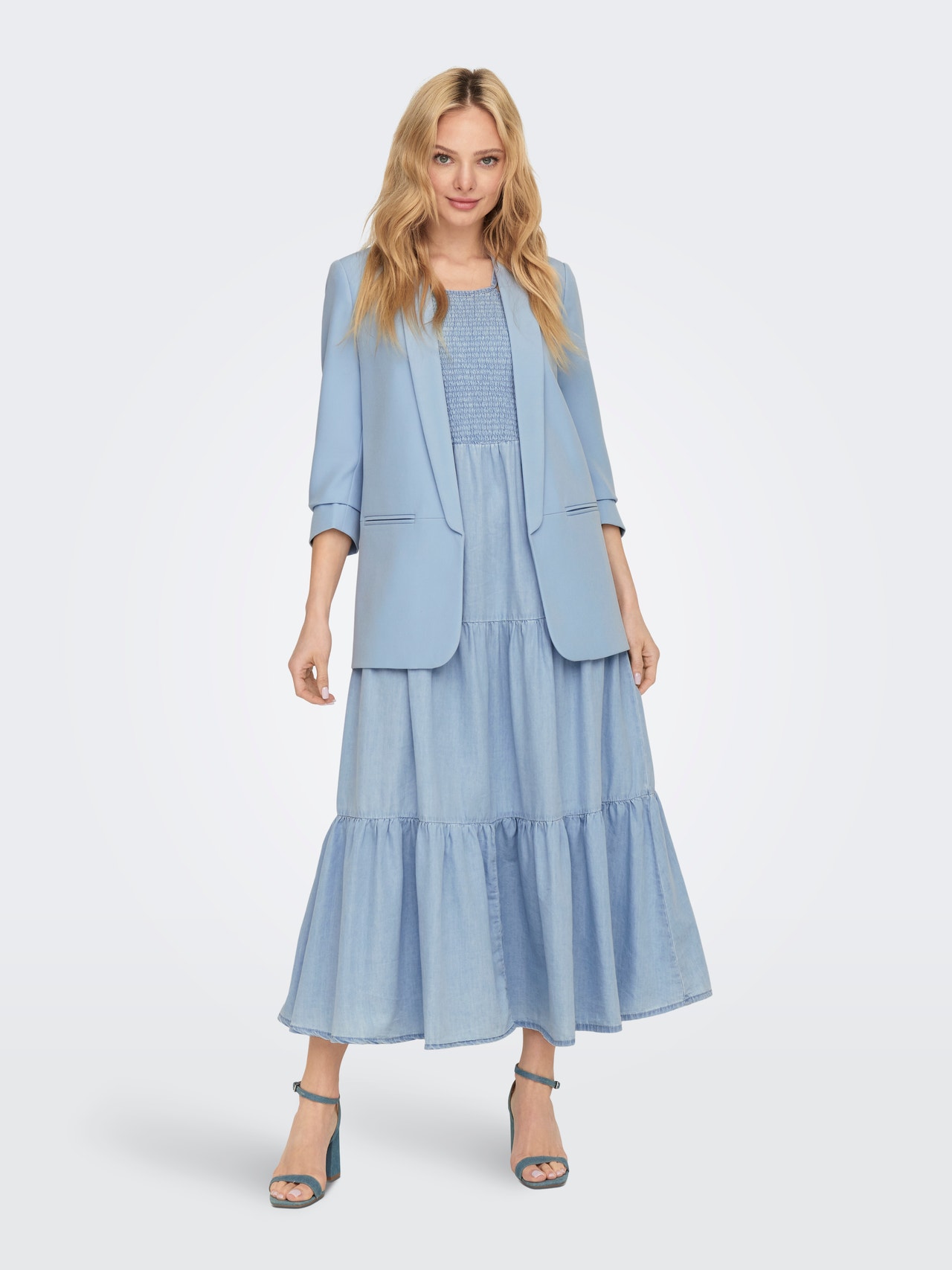 ONLY Robe courte Relaxed Fit Col rond -Light Blue Denim - 15254685
