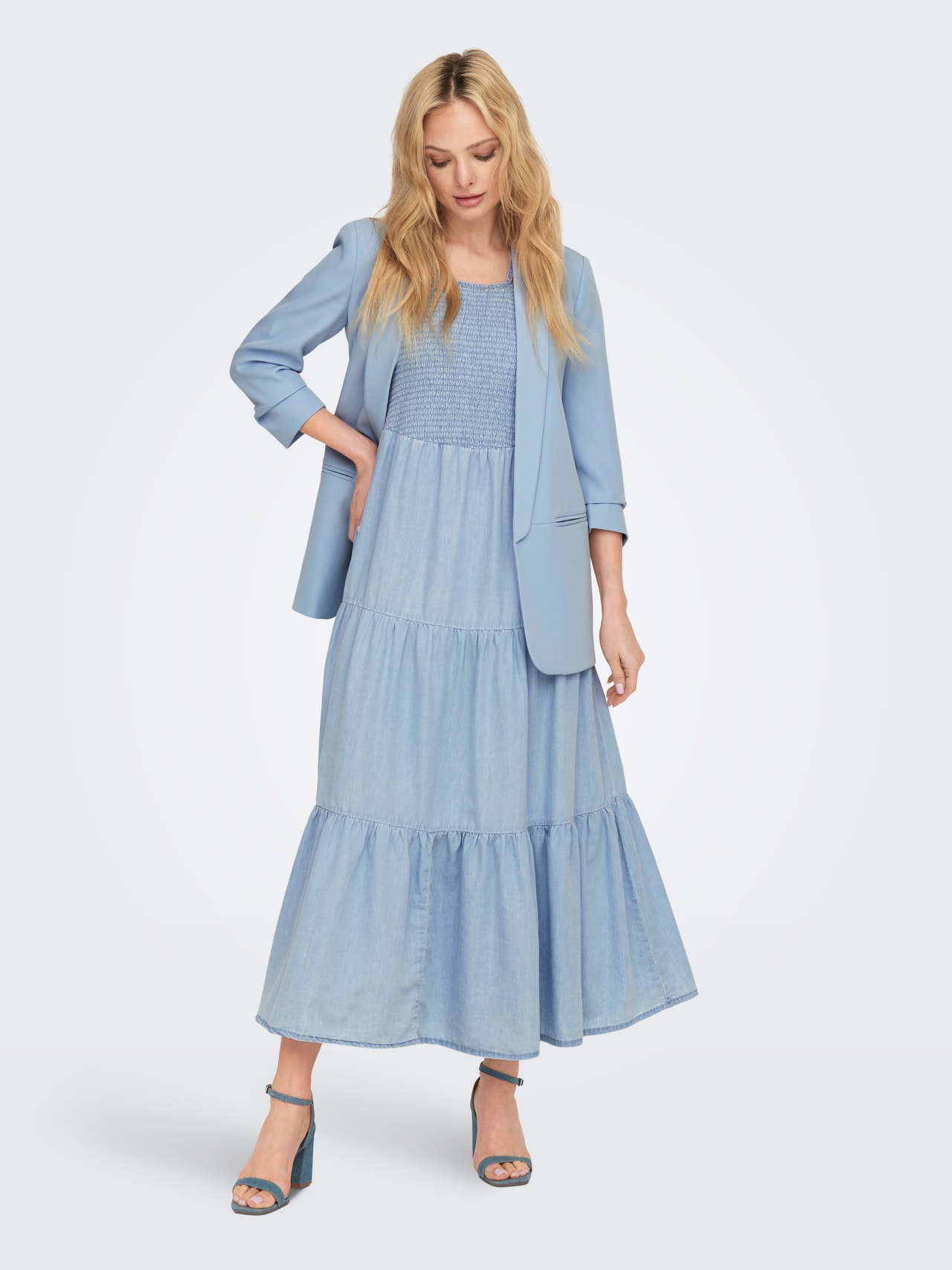 ONLY Maxi smock kjole -Light Blue Denim - 15254685