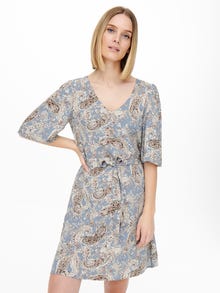 ONLY Regular fit O-hals Korte jurk -Cashmere Blue - 15254732