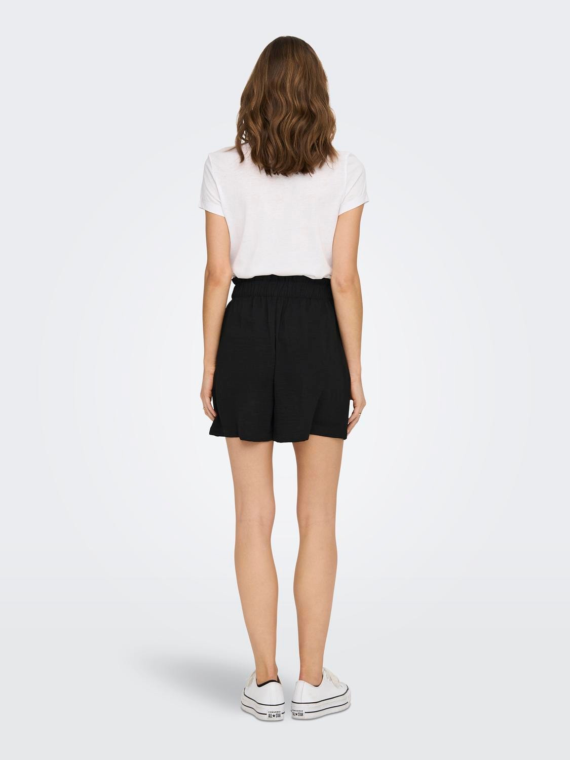 ONLY Highwaisted paperbag Shorts -Black - 15254848