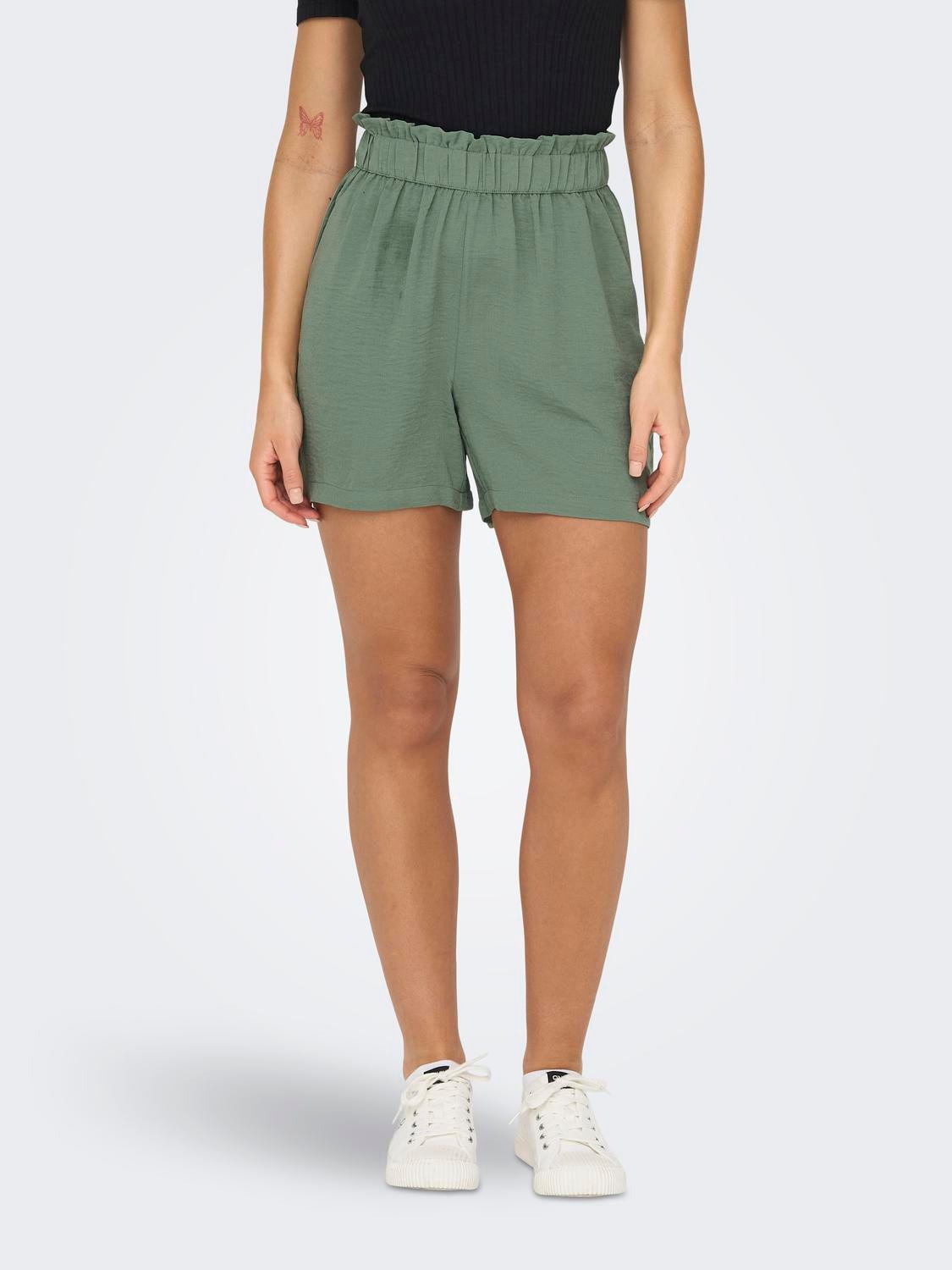 ONLY Highwaisted paperbag Shorts -Sea Spray - 15254848