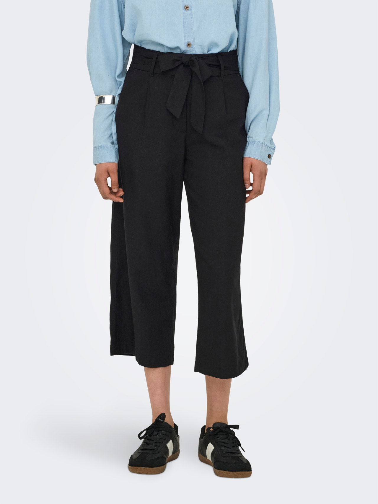 ONLY ONLCARO Cropped Fit Kalhoty se širokými nohavicemi -Black - 15255128