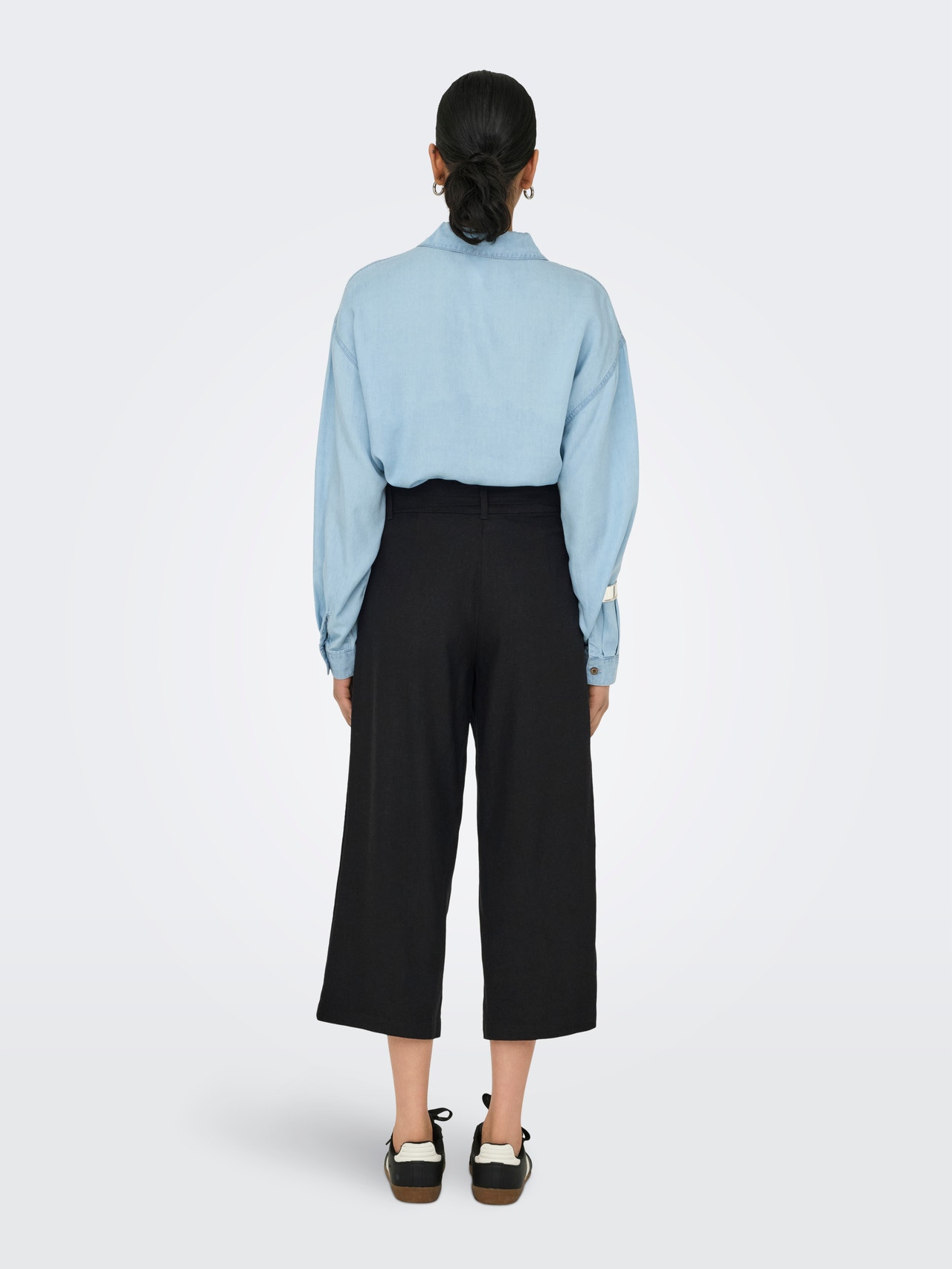 ONLY ONLCARO Cropped Fit Kalhoty se širokými nohavicemi -Black - 15255128