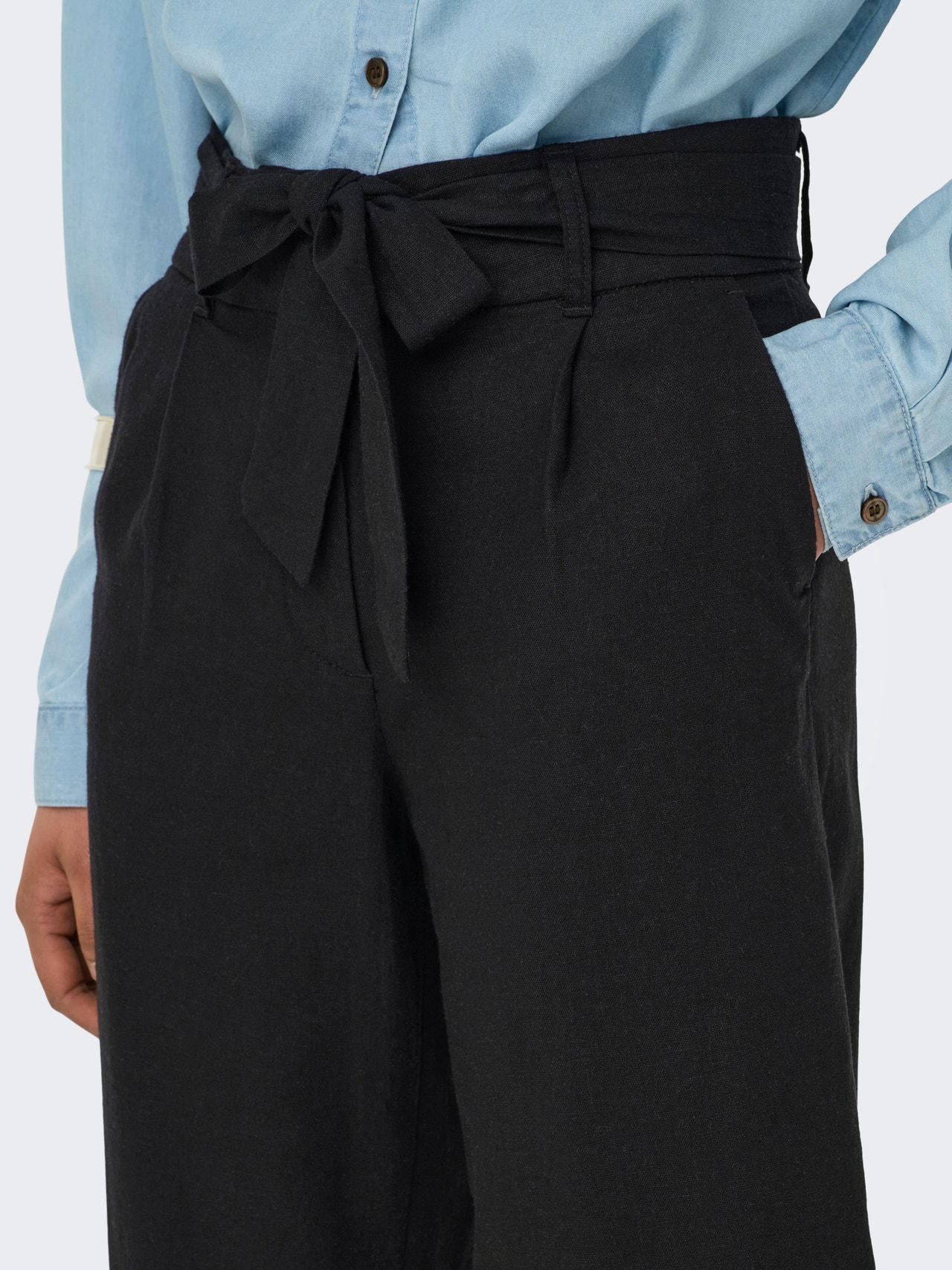 ONLY ONLCARO Cropped Fit Kalhoty se širokými nohavicemi -Black - 15255128