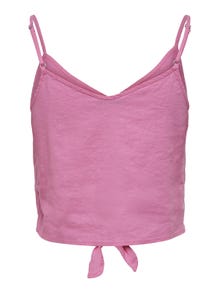 ONLY Cropped Knot detailed linen blend Top -Sachet Pink - 15255161