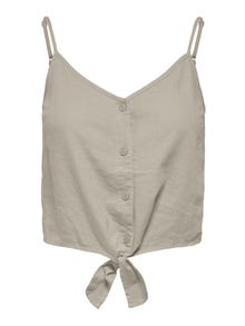 ONLY Cropped Knot detailed linen blend Top -Silver Lining - 15255161