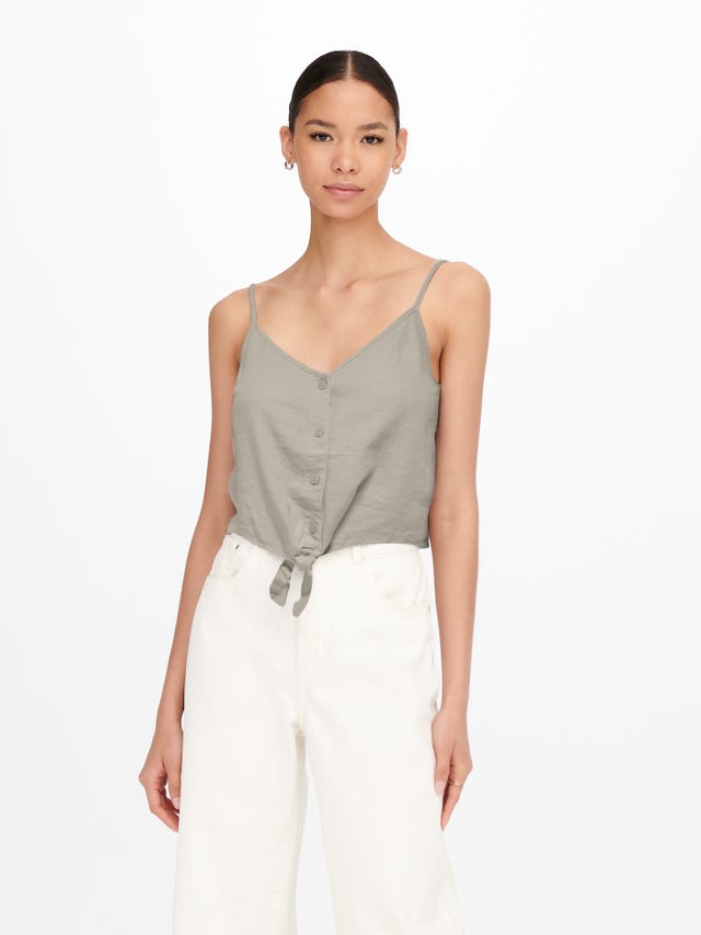 ONLY Cropped Knot detailed linen blend Top - 15255161