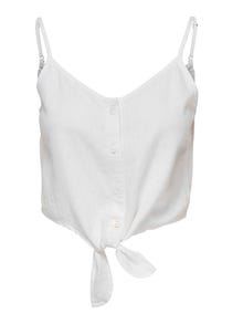 ONLY Cropped Knot detailed linen blend Top -Bright White - 15255161
