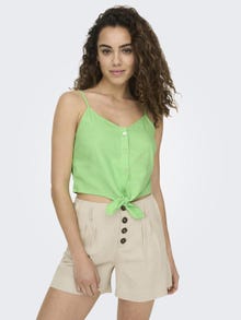 ONLY Cropped Knot detailed linen blend Top -Summer Green - 15255161
