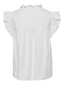 ONLY Loose Fit Split neck Volume sleeves Top -Bright White - 15255166