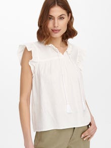 ONLY Loose fit Split hals Volumineuze mouwen Top -Bright White - 15255166
