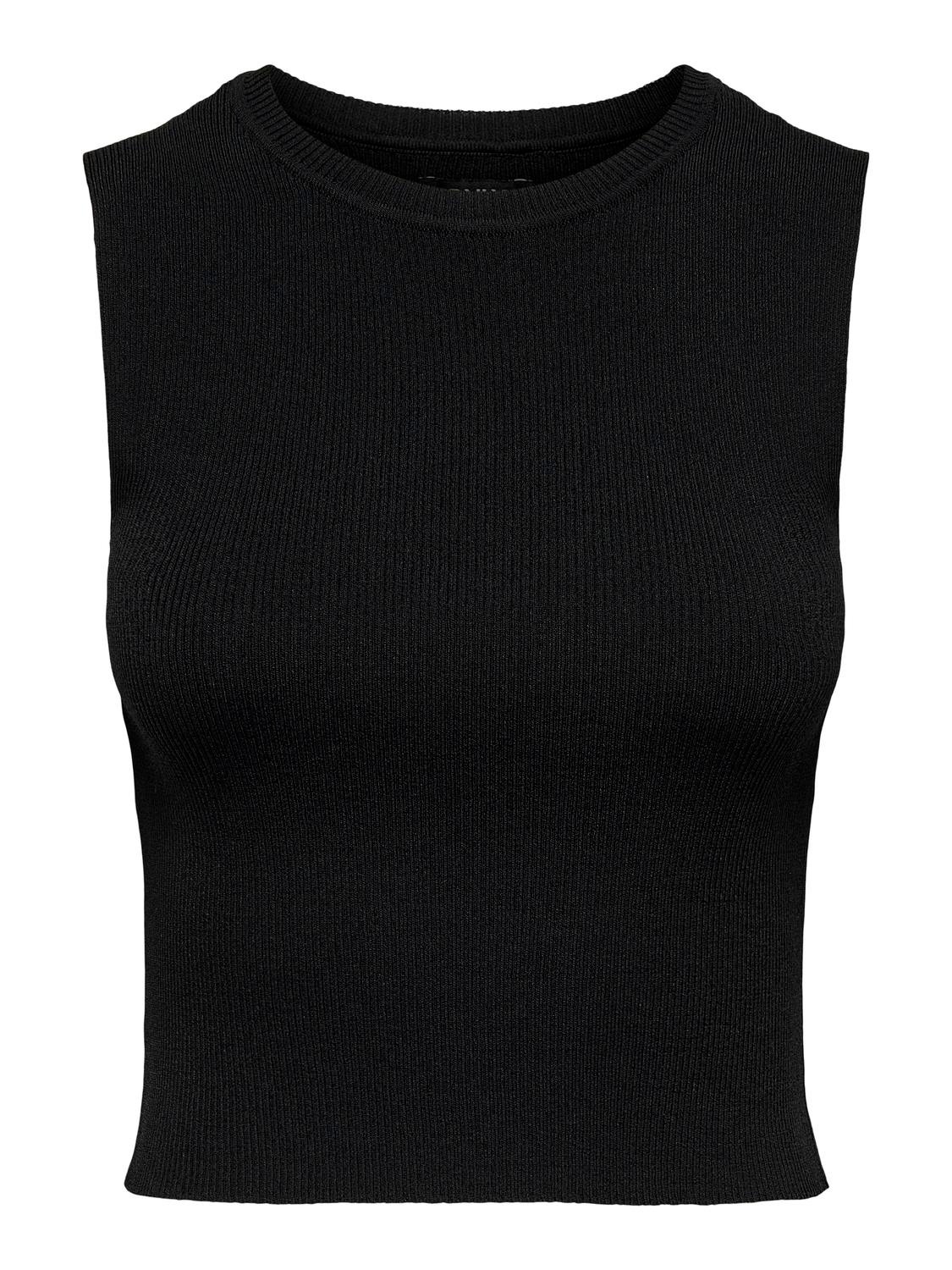ONLY knitted o-neck top -Black - 15255533