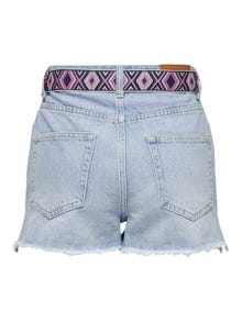 ONLY Straight fit High waist Versleten zoom Shorts -Light Blue Denim - 15255539