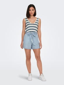 ONLY Shorts Regular Fit Taille haute Ourlets repliés -Light Blue Denim - 15255715