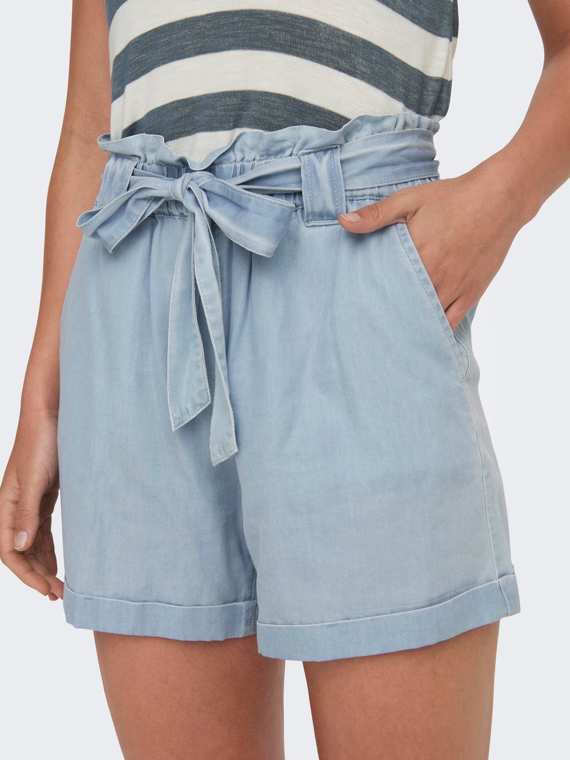 ONLY Regular Fit High waist Fold-up hems Shorts -Light Blue Denim - 15255715