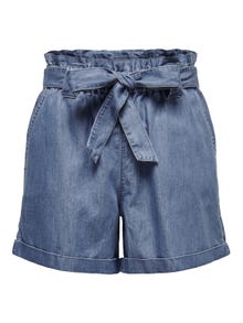 ONLY Shorts Regular Fit Taille haute Ourlets repliés -Medium Blue Denim - 15255715