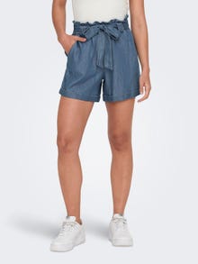 ONLY Normal geschnitten Hohe Taille Säume zum Umschlagen Shorts -Medium Blue Denim - 15255715