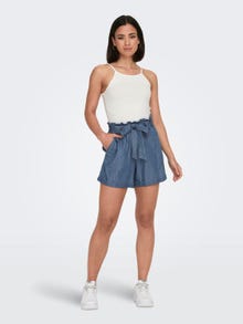 ONLY Normal geschnitten Hohe Taille Säume zum Umschlagen Shorts -Medium Blue Denim - 15255715