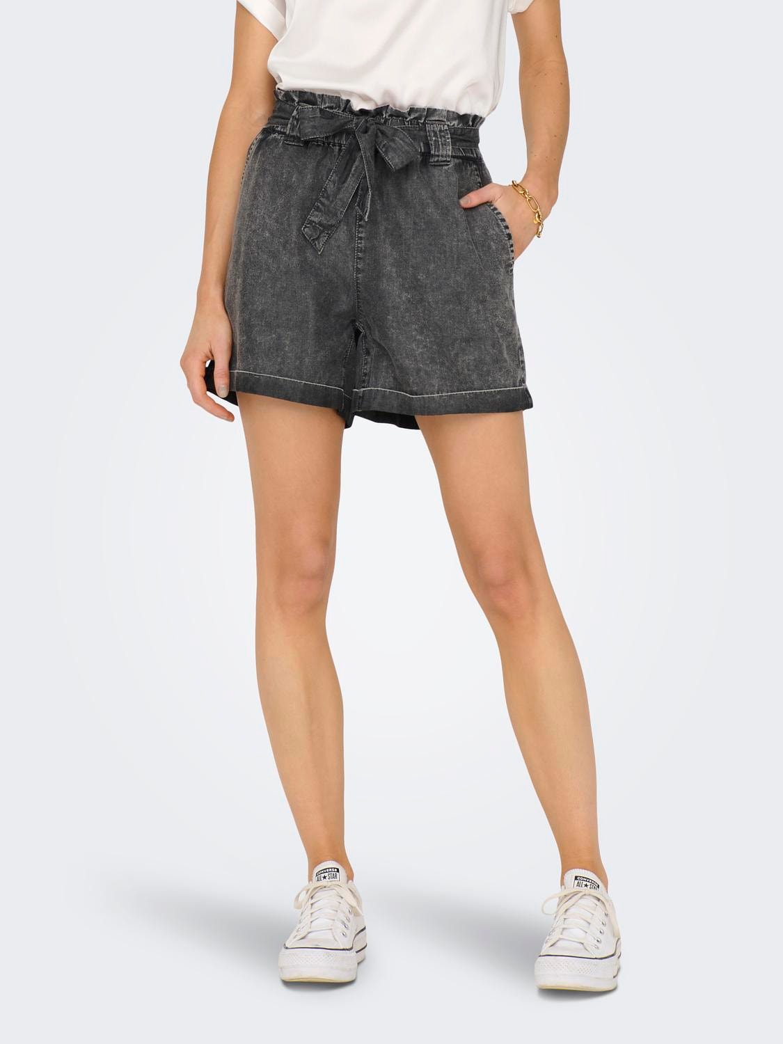 ONLY ONLBea - Ample à taille haute Shorts en jean -Grey Denim - 15255715