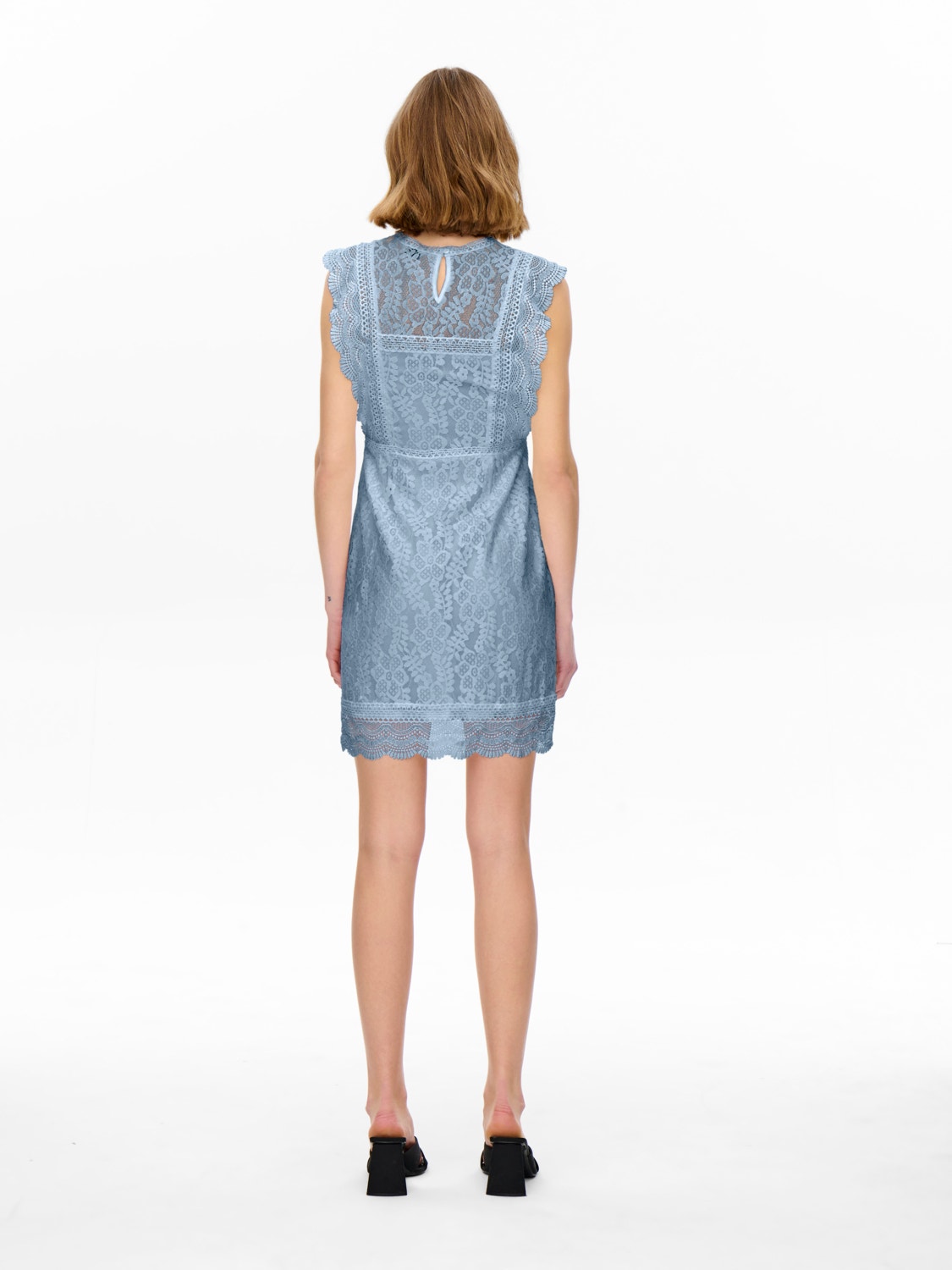 ONLY Normal geschnitten Rundhals Kurzes Kleid -Cashmere Blue - 15255736