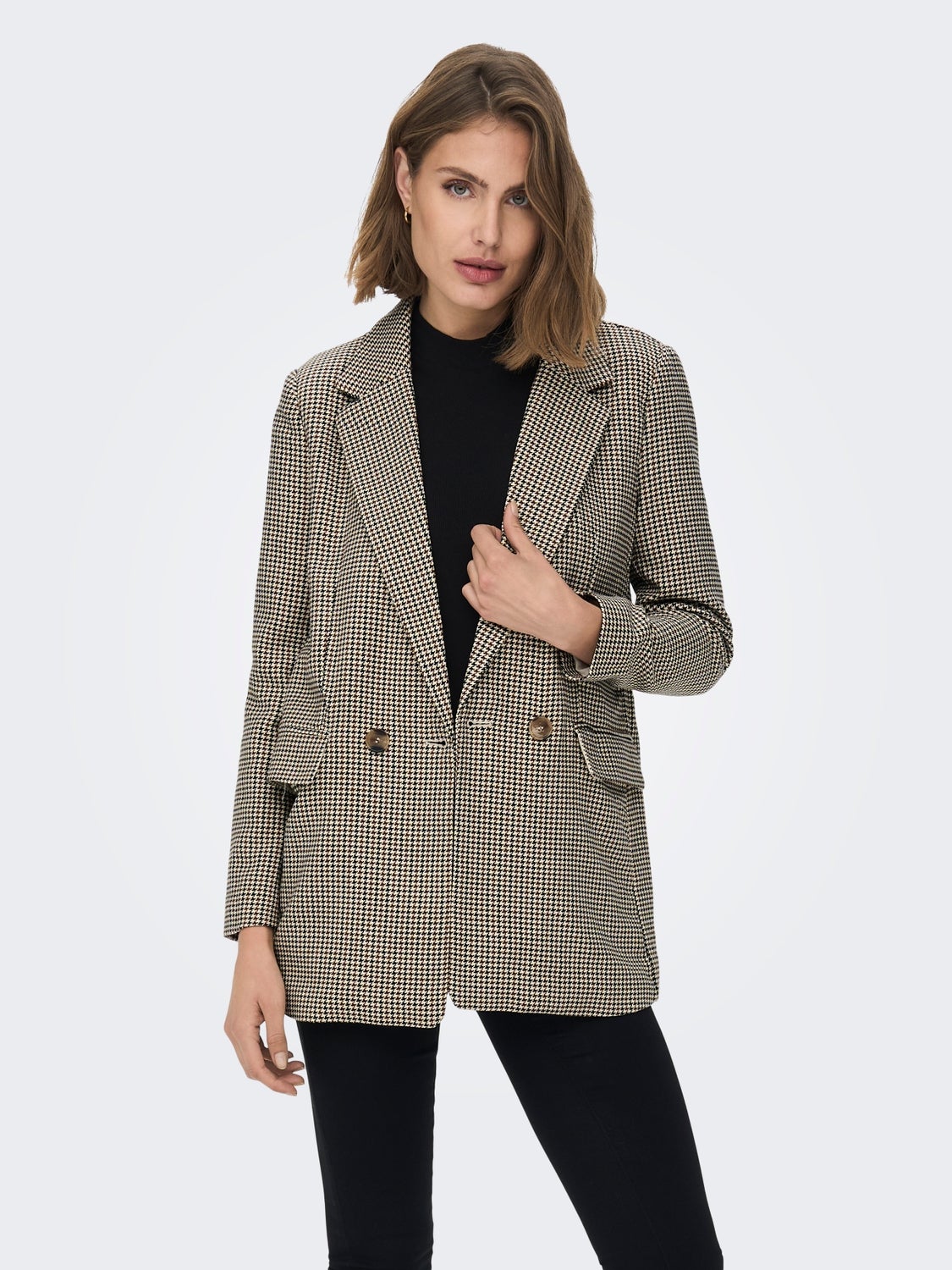 gingham check blazer