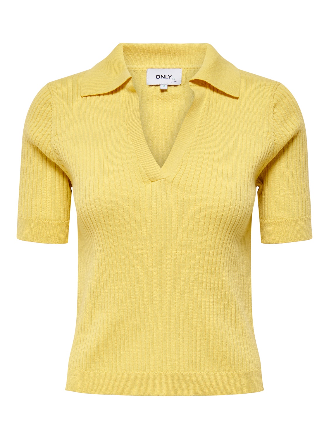 ONLY Short sleeved polo Knitted Pullover -Straw - 15255862