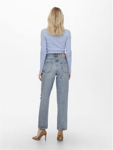ONLY Gerade geschnitten Hohe Taille Offener Saum Jeans -Light Blue Denim - 15255943