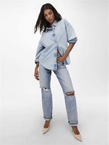 ONLY Straight fit High waist Afgeknipte zoom Jeans -Light Blue Denim - 15255943