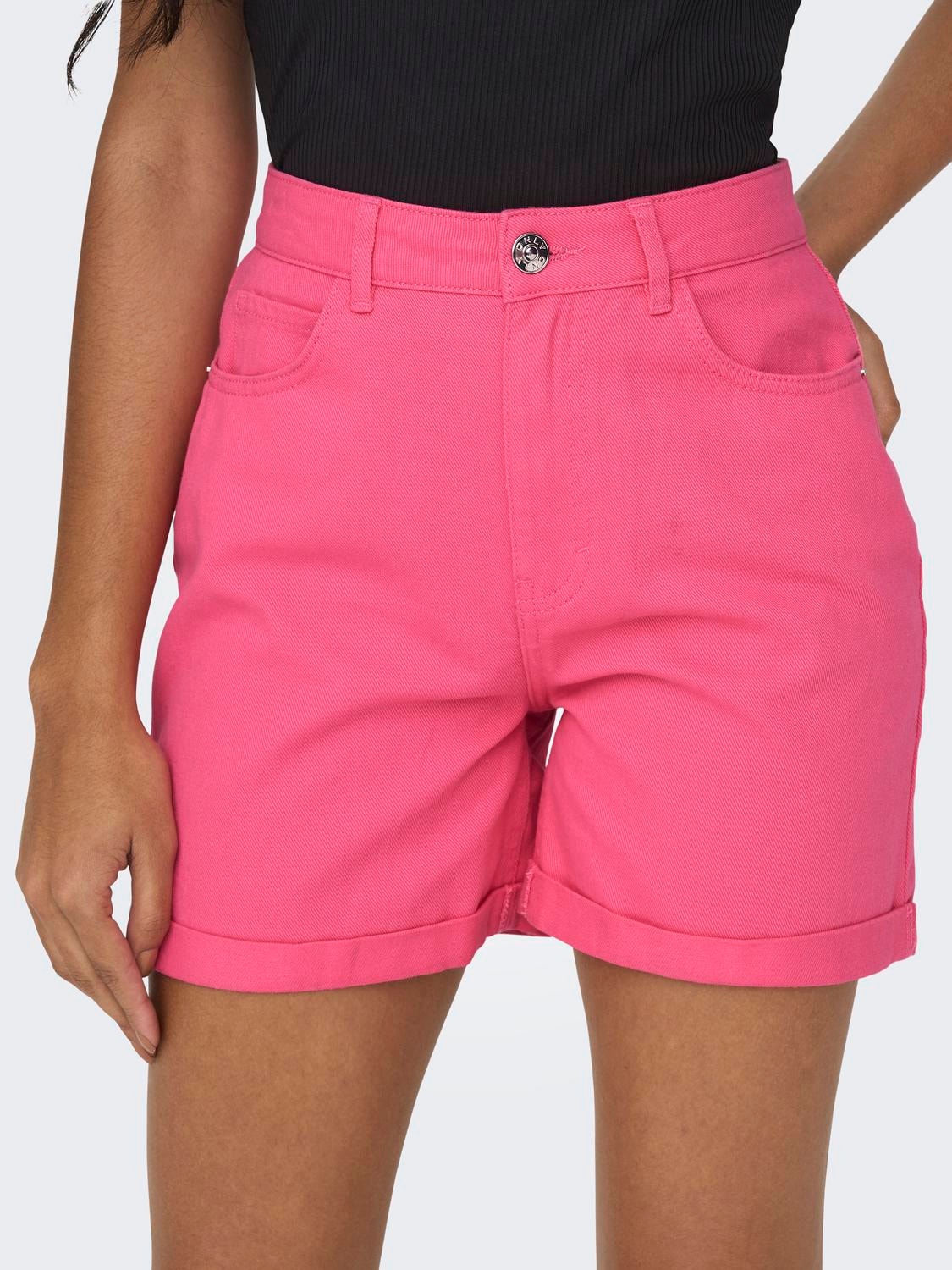 ONLY Mom Fit High waist Fold-up hems Shorts -Camellia Rose - 15255951
