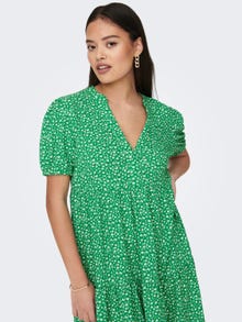 ONLY Regular Fit V-Neck Volume sleeves Short dress -Jelly Bean - 15255972