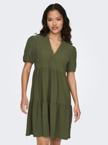 ONLY Regular Fit V-Neck Volume sleeves Short dress -Kalamata - 15255972