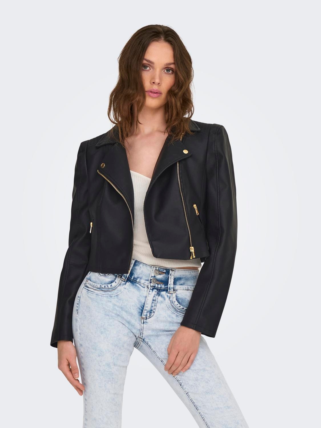 ONLY Cropped biker jacket -Black - 15255981
