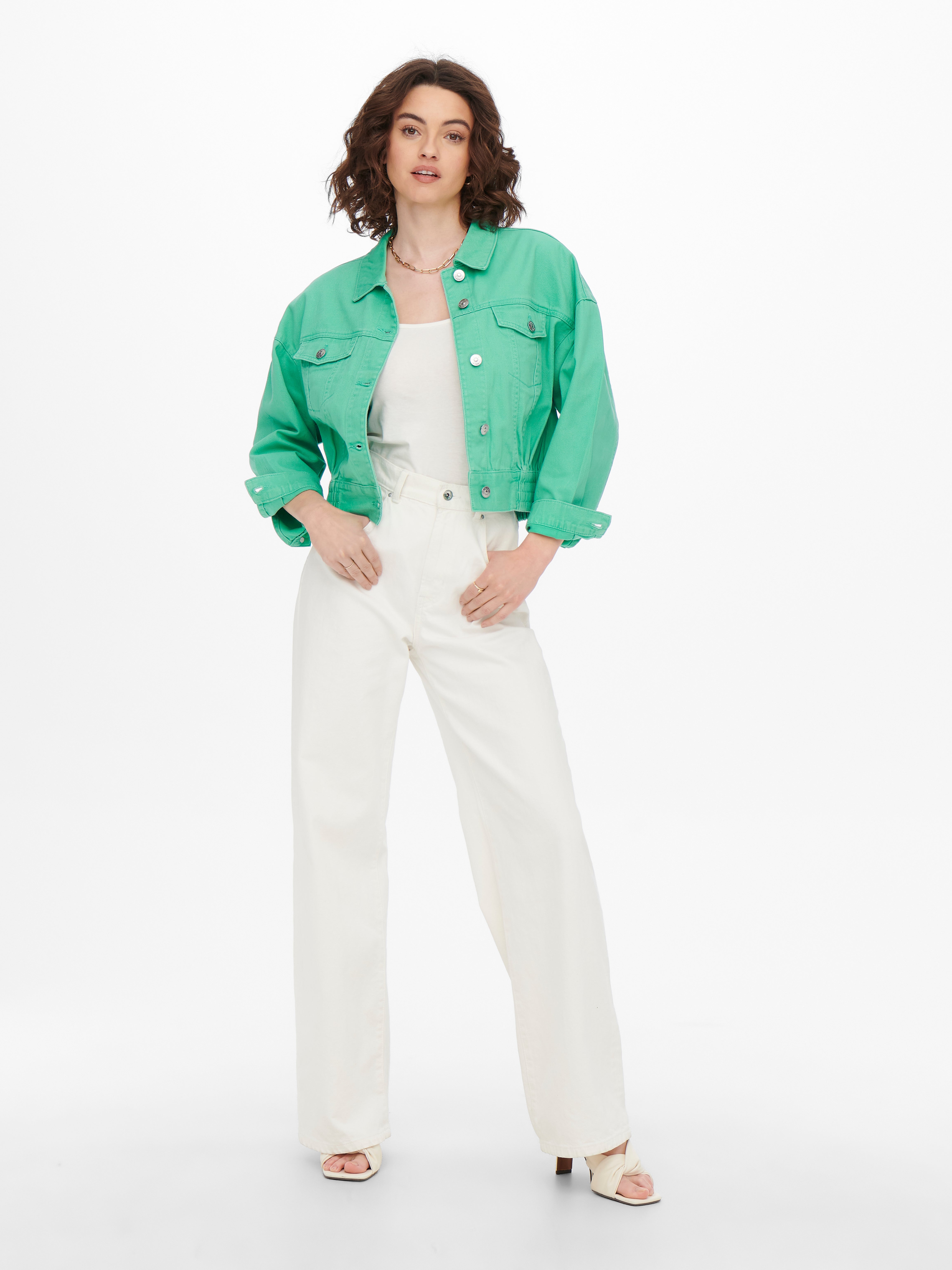 Mint green jean on sale jacket