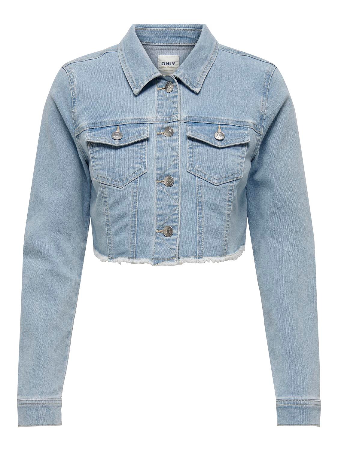 ONLY Spredt krage Mansjettknapper Jakke -Light Blue Denim - 15256098