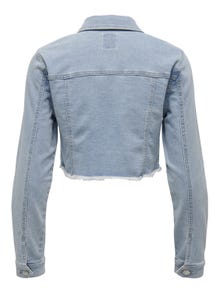 ONLY Cropped denim jakke med rå kant -Light Blue Denim - 15256098