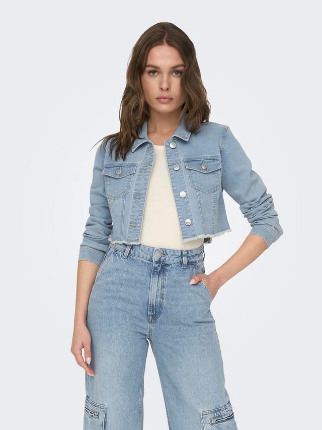 ONLY Cropped denim jacket with raw edge - 15256098