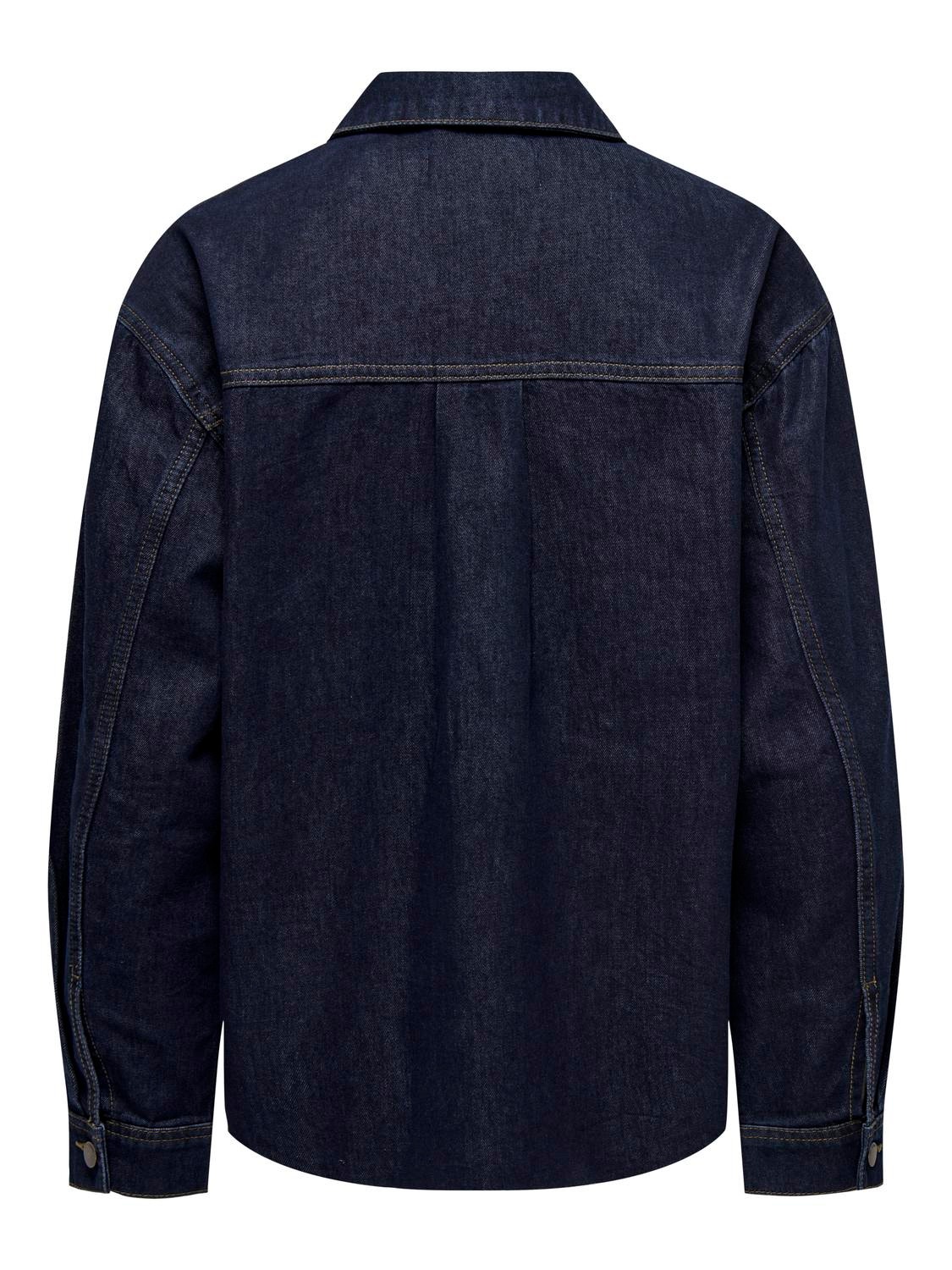 ONLY V-Neck Buttoned cuffs Jacket -Dark Blue Denim - 15256103