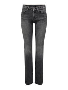 ONLY Flared Fit High waist Cut-off hems Jeans -Black Denim - 15256142