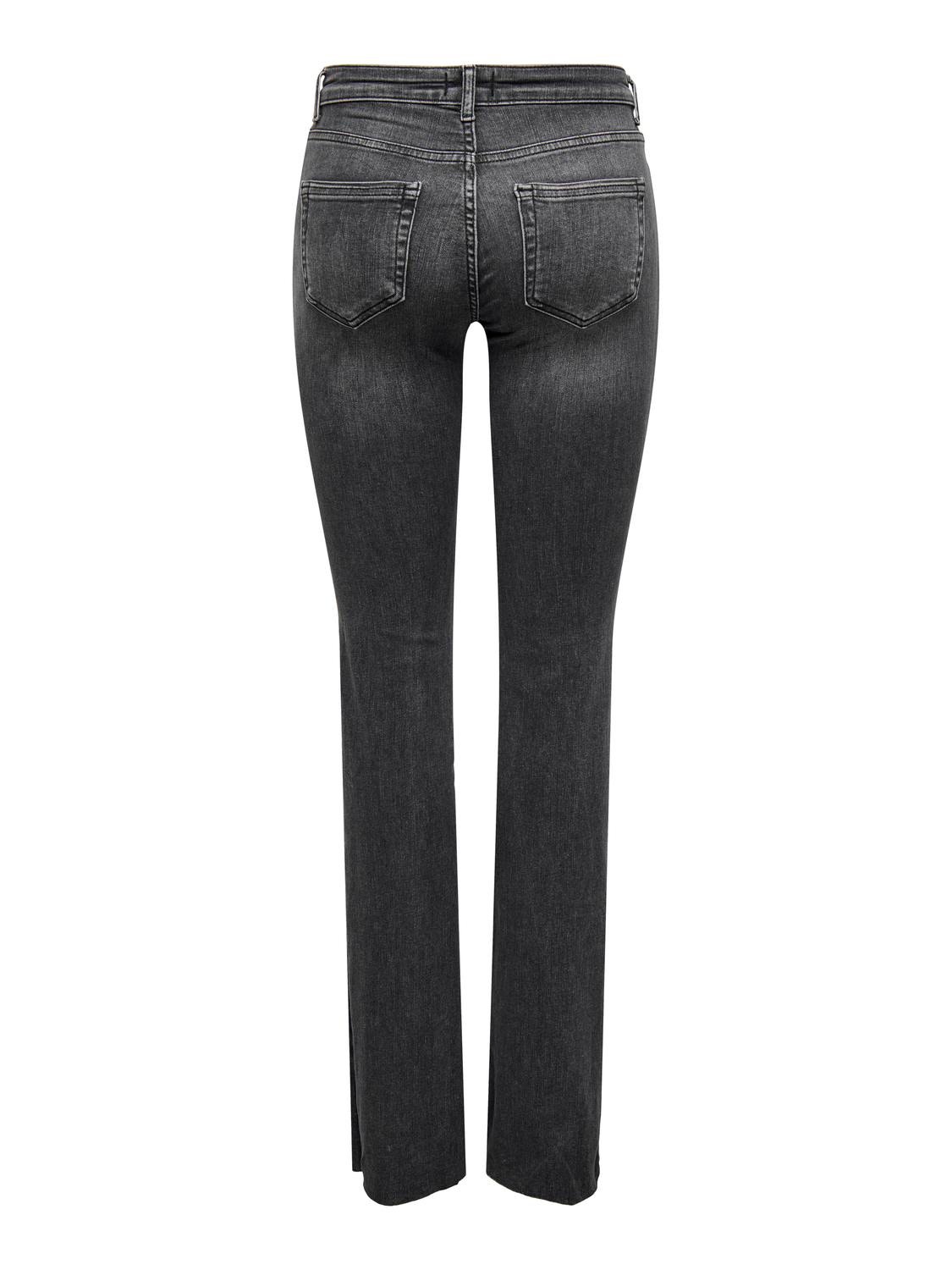 ONLY Flared Fit High waist Cut-off hems Jeans -Black Denim - 15256142
