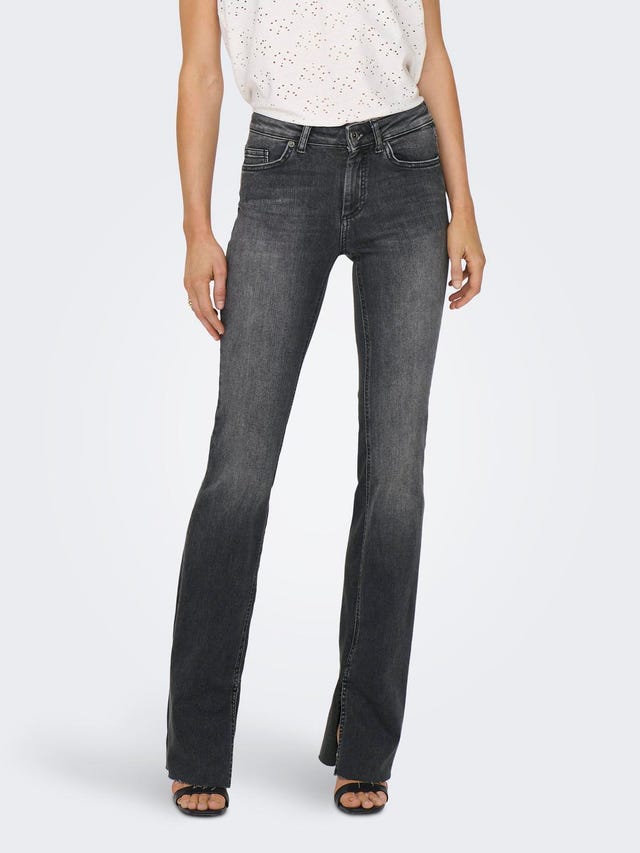 ONLY Ausgestellt Hohe Taille Offener Saum Jeans - 15256142