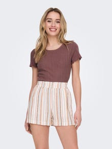 ONLY Tihedalt liibuv lõige Ümmargune kaelus Top -Rose Brown - 15256154